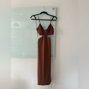 Abercrombie & Fitch Burnt Orange Cut Out Midi Dress